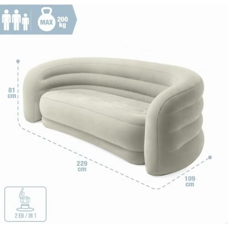 INTEX Gebogener Sessel INTEX Grau 229 x 109 x 81 cm PVC und Viskose 42035640 – Bild 3