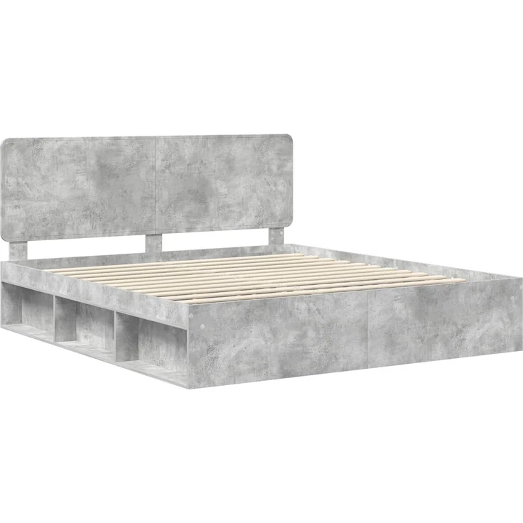 vidaXL Bettrahmen mit Kopfteil Beton 180 x 200 cm Massives Kiefernholz 3412455 – Bild 3