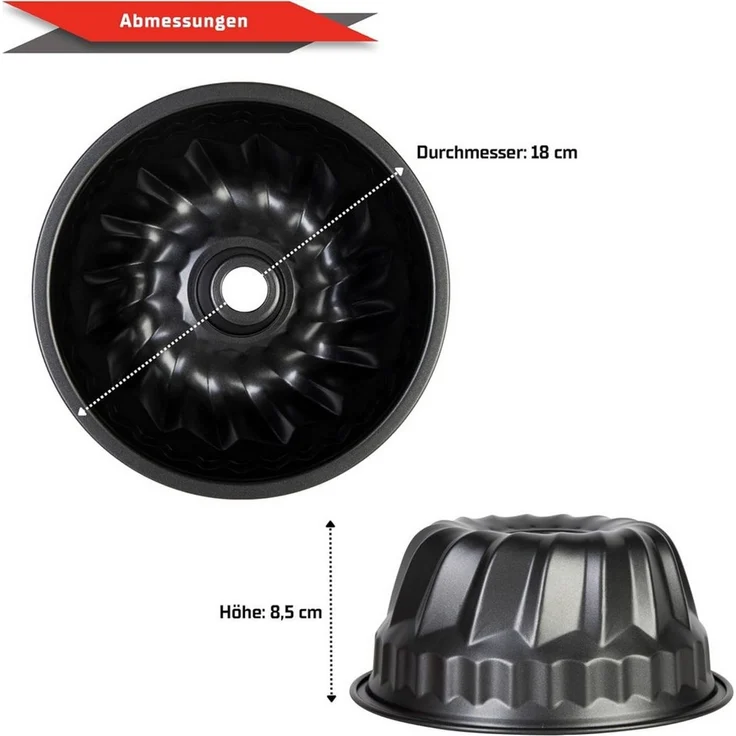 Wenco Gugelhupfform Backform 18 cm, hitzebeständig bis 230°C, Antihaftbeschichtung, robuster Stahl, gleichmäßige Wärmeverteilung – Bild 2