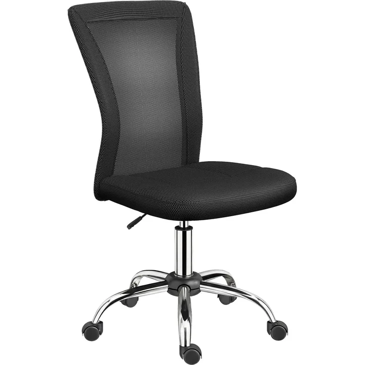 MELAYR, Armlehnenloser, drehbarer Schreibtischstuhl, Belastung 100 kg, 43 x 58 x 90–100 cm, Schwarz