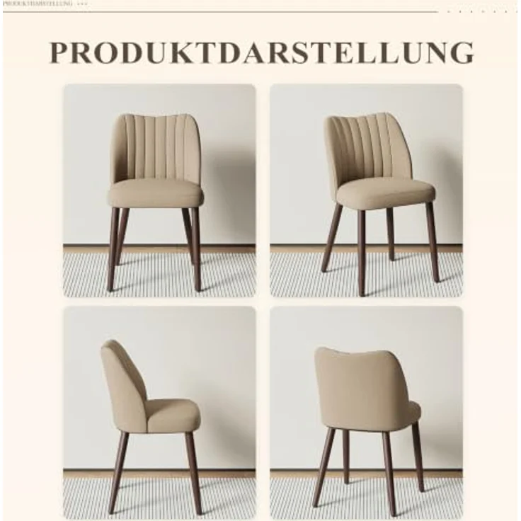 MALOL Esszimmerstühle 6er Set, Polsterstühl mit Rückenlehne, Ergonomisch Gepolsterte Küchenstühle mit vertikaler Rillenlehne, Moderne Esszimmer Stühle für Esstisch Wohnzimmer Café Restaurant, Kamel – Bild 10
