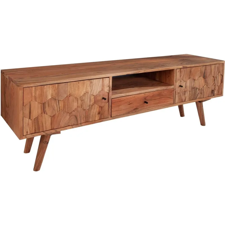 riess-ambiente Lowboard MYSTIC LIVING 140cm natur, Massivholz · TV-Schrank · Akazie · Wohnzimmer · Retro