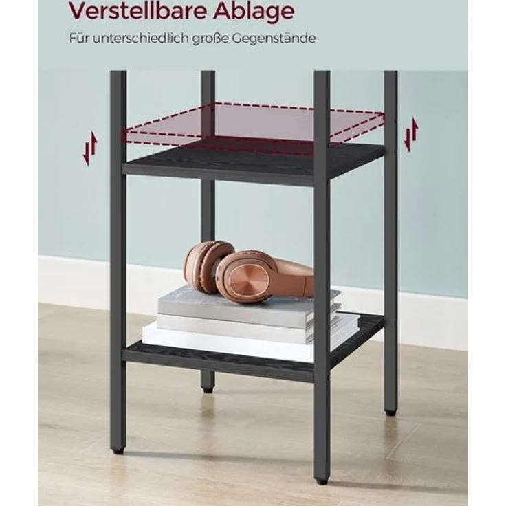 Vasagle Beistelltisch mit einer Schublade, Holzspanplatte ebenholzschwarz-tintenschwarz, 35 x 35 x 70 cm – Bild 5