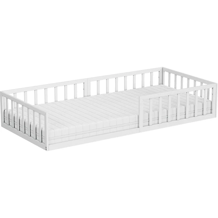 Bodenbett aus Metall Minno Weiß 90x200 mit Matratze Vitalispa – Bild 1