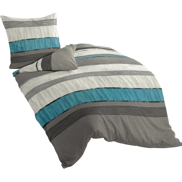Bierbaum Bettwäsche 6472, Mako-Satin, Made in Germany, silber 09, 135x200 + 80x80 cm