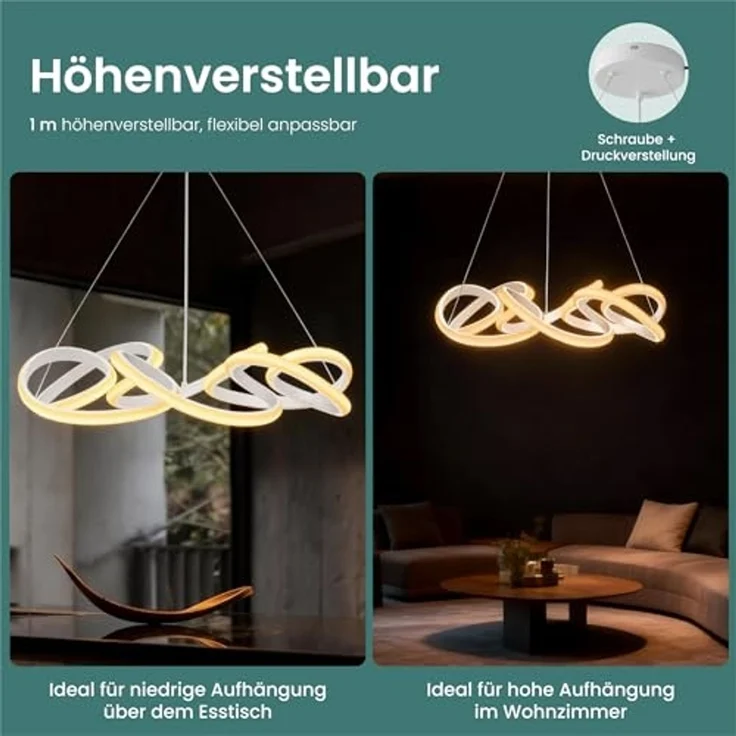 Mai & Mai Pendelleuchte Pendellampe LED-Hängelampe stufenlos dimmbar 67W Alivetta25040, LED-Pendellampe – Bild 4