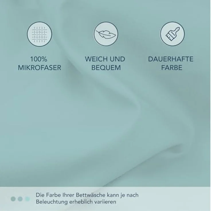 Dreamzie Spannbetttlaken 90x190cm - 35 cm Tiefe Tasche - 100% Mikrofaser Bettlaken - Aqua, Schadstoffgeprüft(Oeko TEX), Bettlaken mit Gummizug – Bild 5