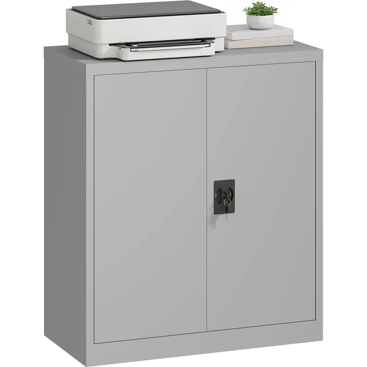 MELAYR, Aktenschrank Stahlschrank Mehrzweckschrank mit verstellbarem Regal und Schloss für, 80 x 40 x 92.5 cm, Grau – Bild 2