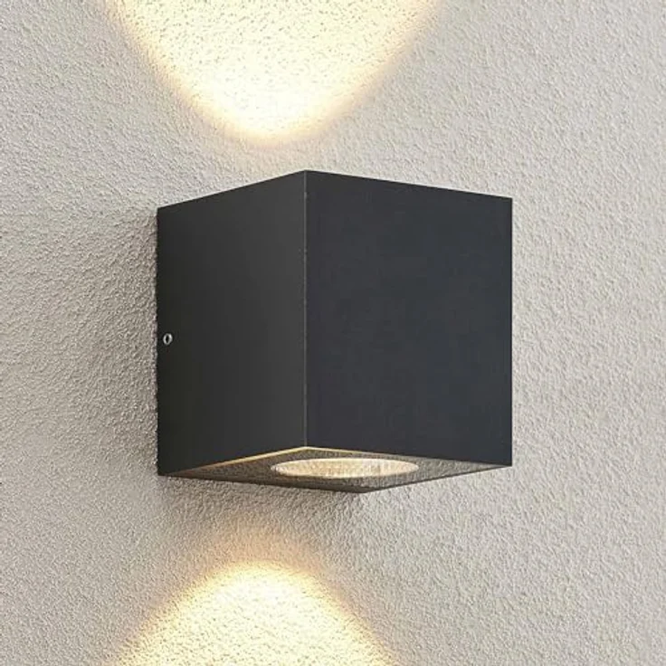 Arcchio LED Wandleuchte Tassnim, 2-flammig, schwarz, Aluminium, IP65, Außenwandleuchte für Terrasse und Garten – Bild 3
