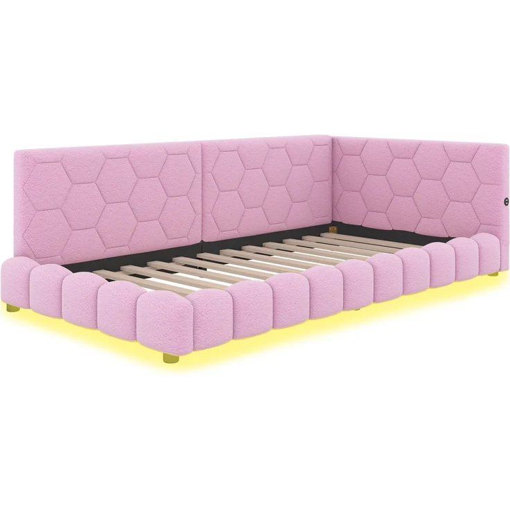 Schlafsofa mit Bettfunktion und Lattenrost, 90x200 cm, Polsterbett, Einzelbett, Jugendbett, Bezug aus Vlies – Bild 6