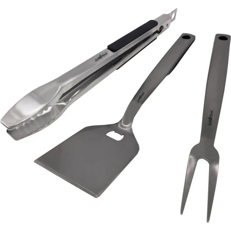 Grillfürst Premium Edelstahl Grillbesteck Set mit Grillzange, -Wender und -Gabel – Bild 1