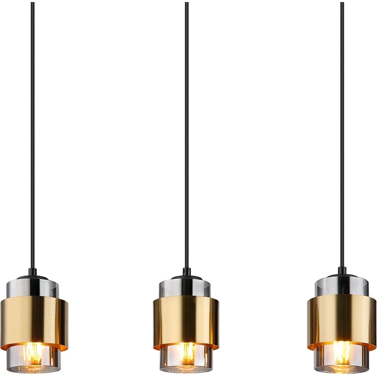 Hängelampe, Metall, Glas rauchfarben, 5 Flammig, L 105 cm – Bild 9