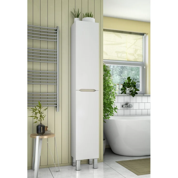 Badezimmer-Set >LEA< (3-tlg.) in Weiß glänzend / Eiche Dekor - 80x86x45 (BxHxT) – Bild 9