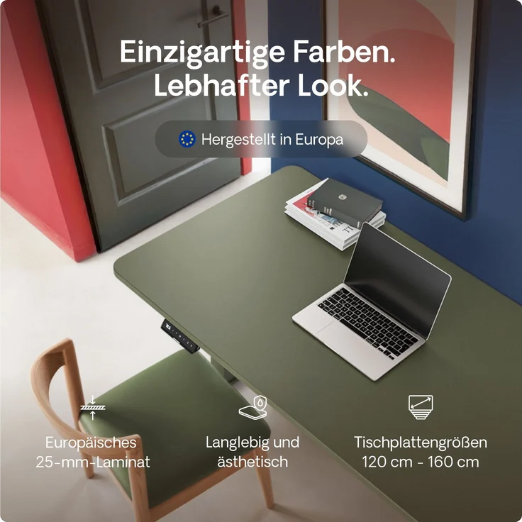 Desktronic HomeOne Elektrisch höhenverstellbarer Schreibtisch 160x80cm Schwarz/Grün mit Memory-Funktion, Anti-Kollisions Technologie, USB-A und USB-C-Ladeanschlüssen – Bild 8