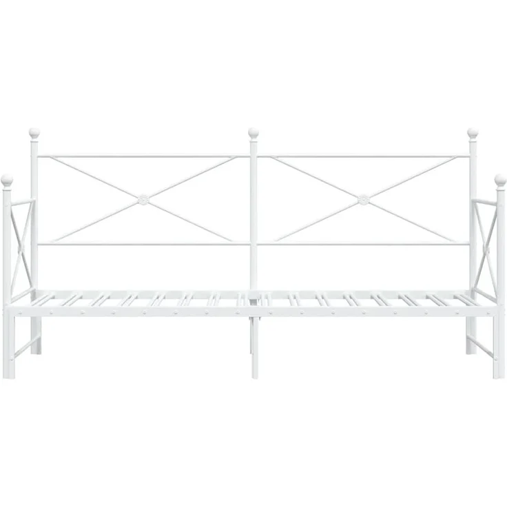 vidaXL Tagesbett Ausziehbar ohne Matratze Weiß 90x200 cm Stahl 4104689 – Bild 5