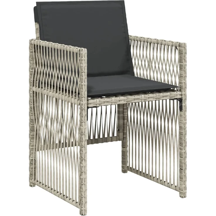 vidaXL Gartenstühle mit Kissen 4 Stk. Hellgrau Poly Rattan 364971 – Bild 3