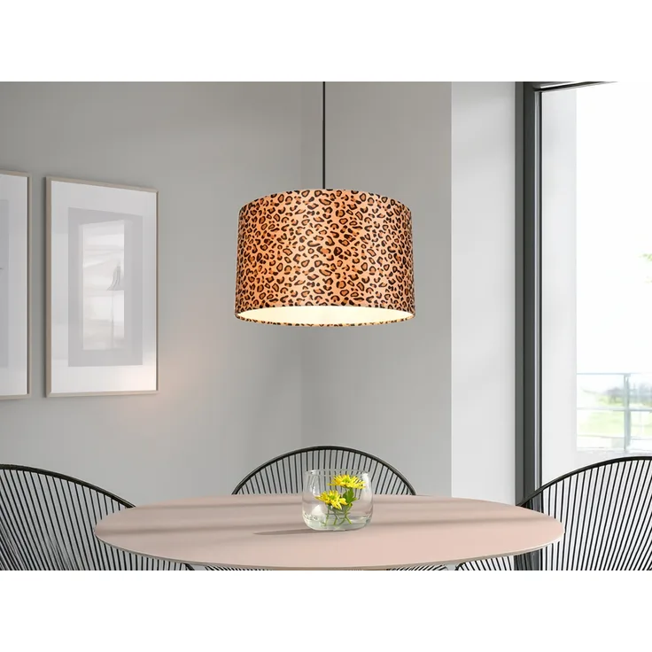 Pendelleuchte PARDINA mit Stoffschirm Leopardenmuster, Ø 40cm