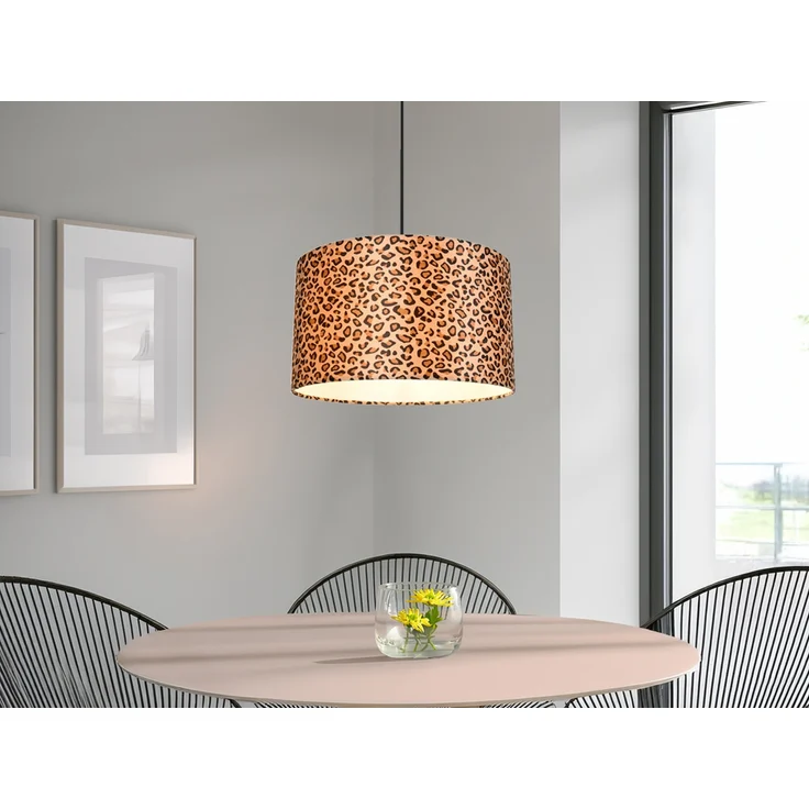 Pendelleuchte PARDINA mit Stoffschirm Leopardenmuster, Ø 40cm – Bild 1
