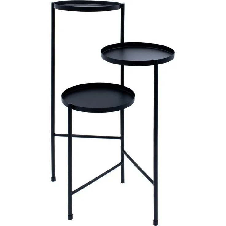 Spetebo Pflanzentreppe Metall Blumentopf Ständer mit 3 Etagen - 70 x 52 cm (Packung, 1 St, 1 tlg), Pflanzenregal ausklappbar in schwarz