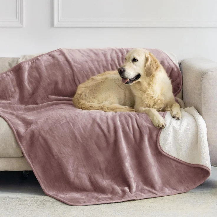 Dreamzie - wasserdichte Hundedecke Flauschig - 127x152cm - Hellrosa