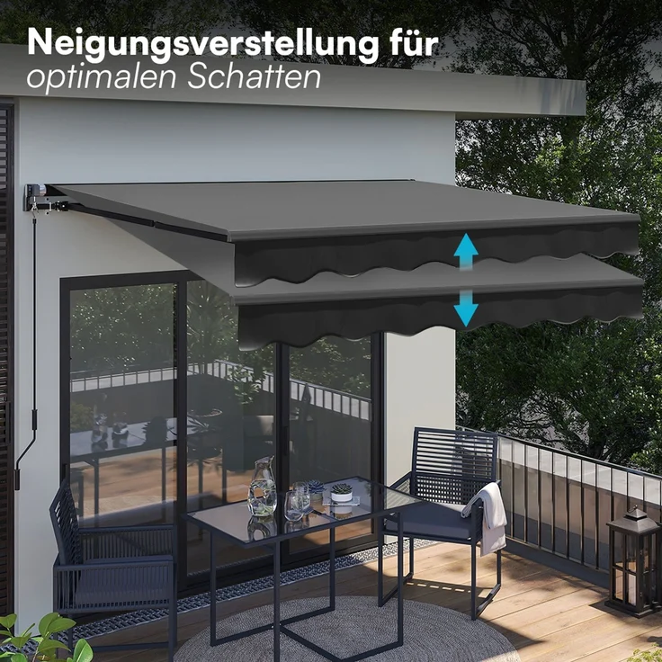 STEELSØN 'Kestria' Gelenkarmmarkise 250x200 cm, anthrazit, wetterfest und blickdicht, Markise mit Aluminium-Kassette und Wandhalterung, Balkonmarkise mit Handkurbel – Bild 5