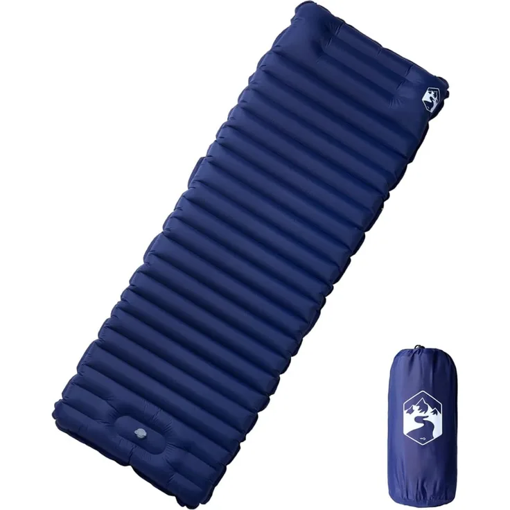 vidaXL Selbstaufblasende Isomatte mit Kissen Marineblau 4007122