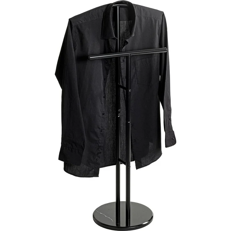 Haku Herrendiener Dressboy aus Stahlrohr schwarz pulverbeschichtet mit Marmorfuß, Anzugständer fürs Schlafzimmer, 48x30x105 cm – Bild 4