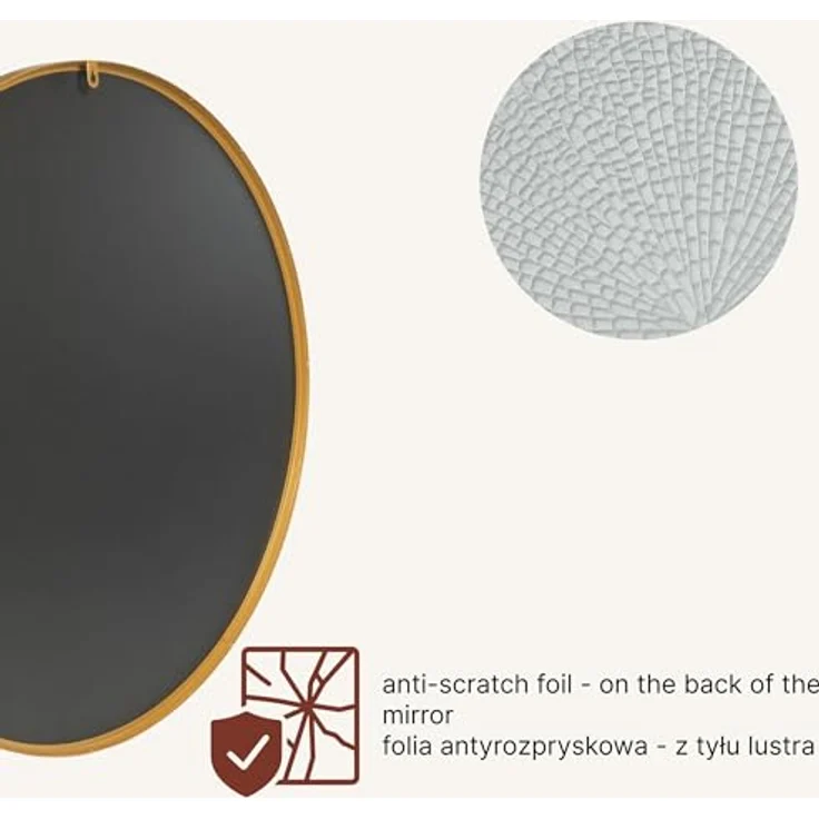 EDAXO Wandspiegel Runder Spiegel NOOR, Metallrahmen, Ø 80 cm, Hochwertiges Spiegelglas mit Splitterschutzfolie (PET) – Bild 9
