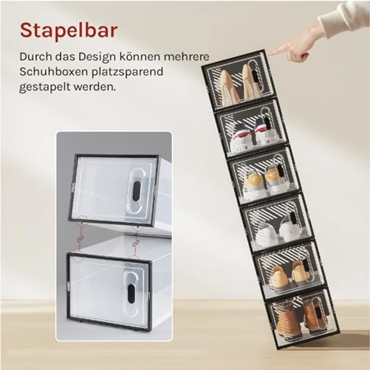 Woltu Schuhregal, 8-tlg, stapelbar, mit magnetischer Tür, Kunststoffbox – Bild 5