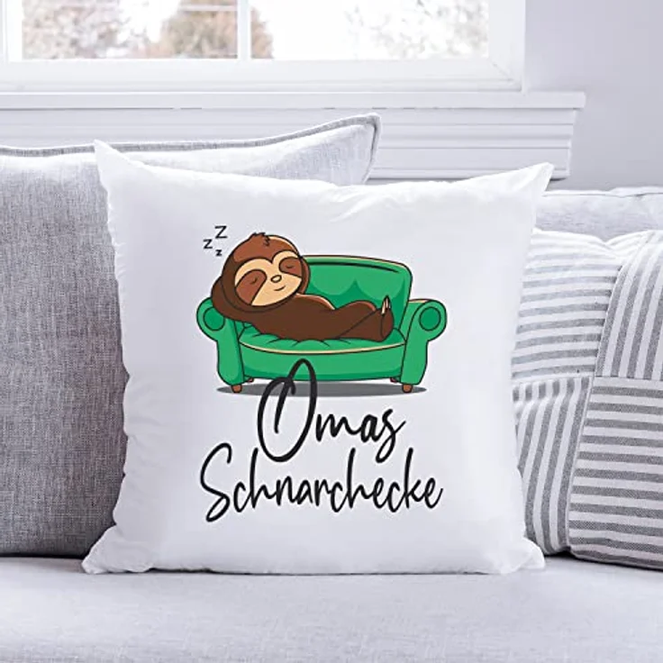 GRAVURZEILE Zierkissen mit Motiv - Schnarchecke - Lustiges Geschenk -, starke Farben ohne verblassen, Maschinenwäsche - Oma - mit Füllung – Bild 3