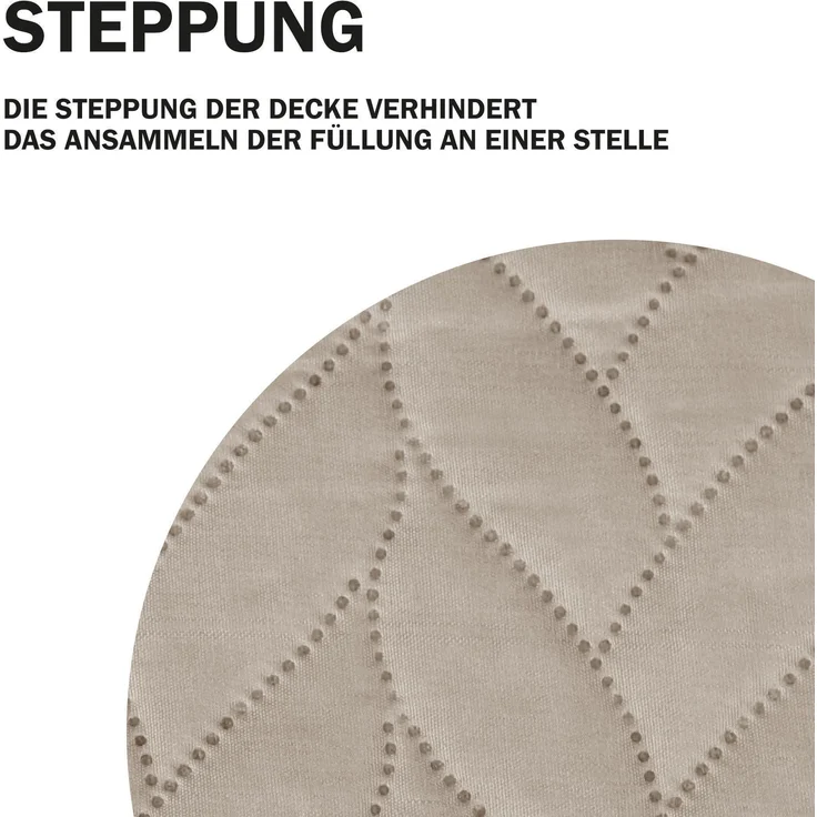 Tagesdecke XXL (220x240 cm) mit wattierter Zwischenlage (Beige) Bettüberwurf - ÖKO-Tex 100, Sommerdecke gesteppt - Steppdecke, Wendedecke – Bild 6