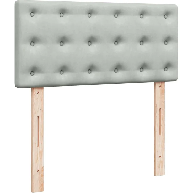 vidaXL Boxspringbett mit Matratze Hellgrau 90x190 cm Samt 3287614 – Bild 5