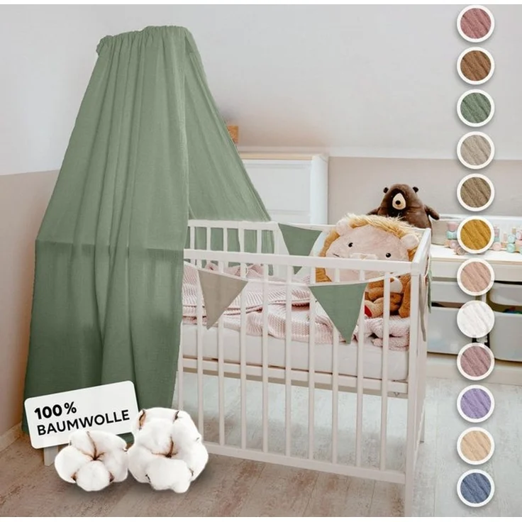 lilimaus Betthimmel Handgefertigter Musselin Betthimmel aus 100% Baumwolle für Babybett, Stoffhimmel für Babybett-Deko im Kinderzimmer und Spielzimmer – Bild 4