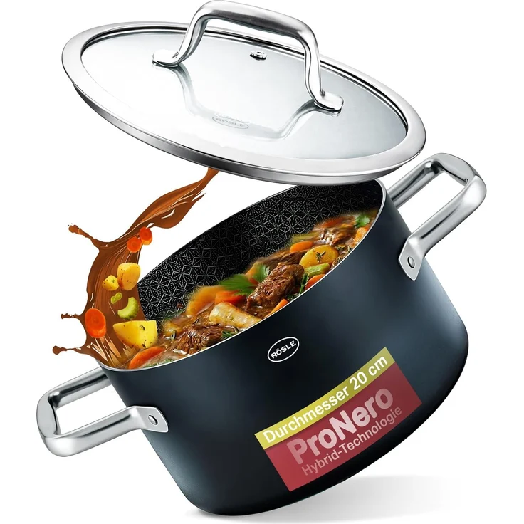 RÖSLE Kochtopf EBONIC Ø20 cm ProNero Keramik-Wabenbeschichtung 911061 – Bild 1