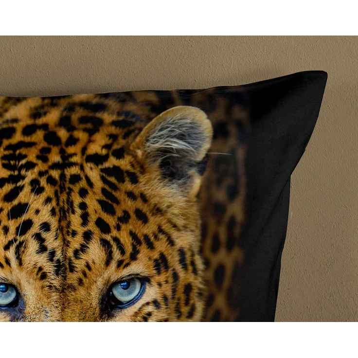 Good Morning Renforcé Bettwäsche 135 X 200 cm + 1- 80 X 80 cm Bonn Leopard schwarz – Bild 3
