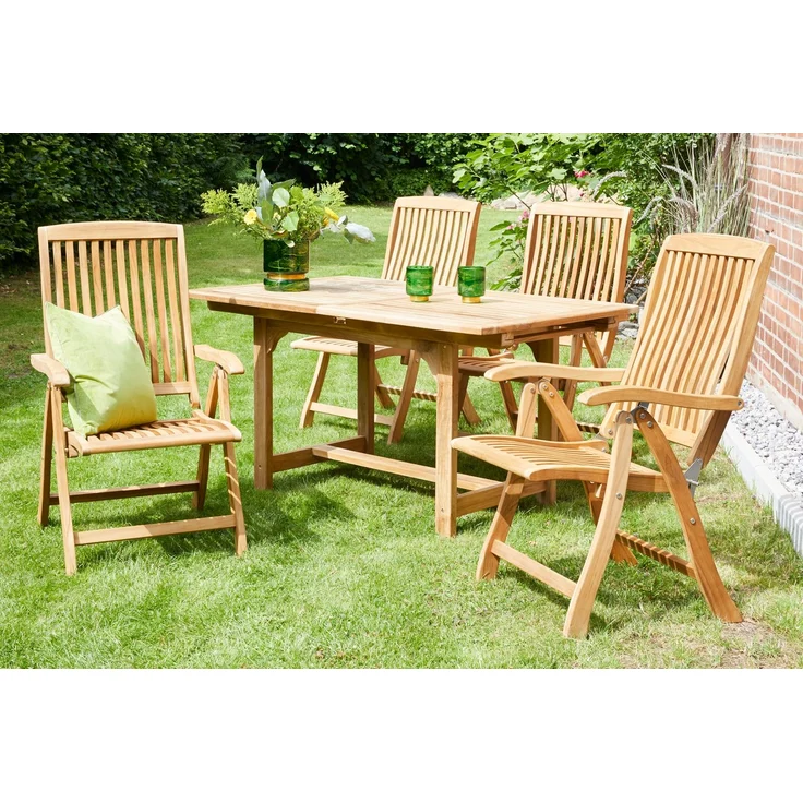 Gartentisch Ela Teak Ausziehtisch Balkontisch Gartenmöbel 150/200 x 90 x 75 cm – Bild 2