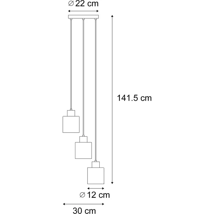 Qazqa Pendelleuchte Dame, ohne Leuchtmittel, E27, Schwarz, Modern, Glas, 3-flammig – Bild 4