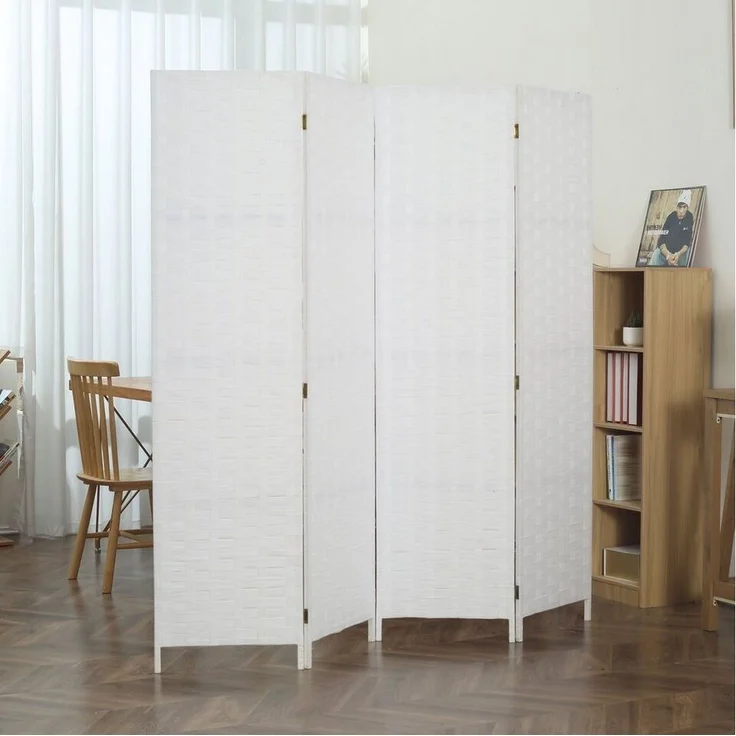 Makika Trennwand / Raumteiler aus Papier und Holz Faltbar - Weiß Eckig – Bild 1