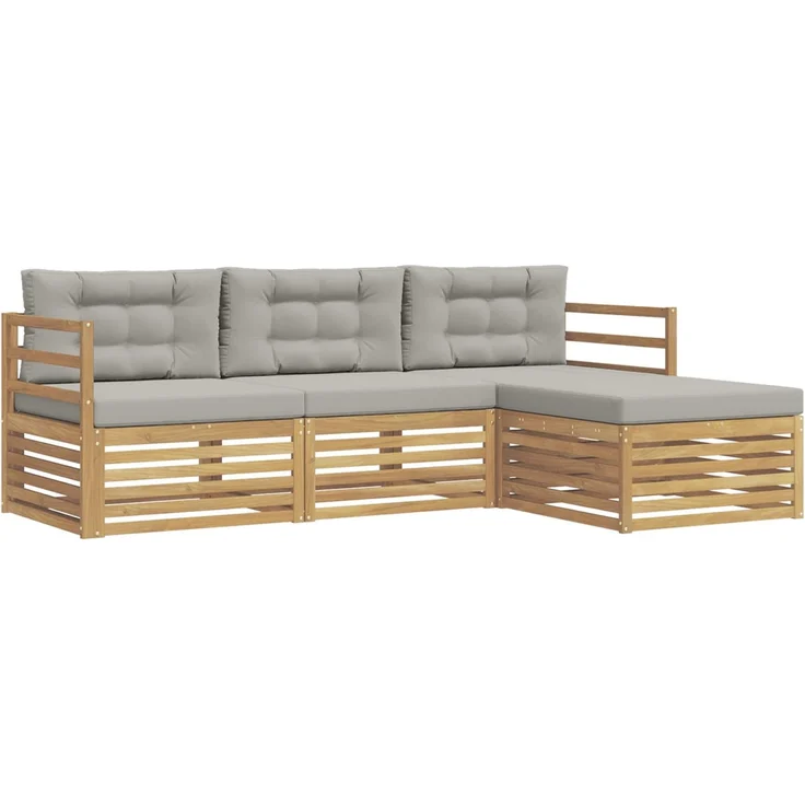 vidaXL Outdoor-Sofagarnitur 4 stk. 4-Sitzer Weiß und Hellgrau 3390266 – Bild 2