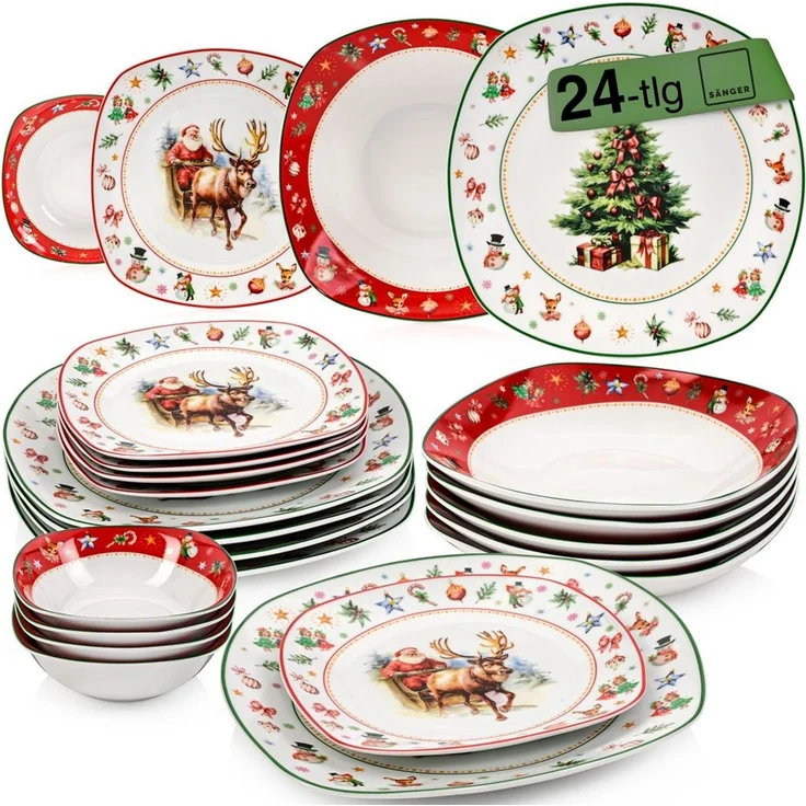 SÄNGER Geschirr-Set Bilgola (24-tlg), 6 Personen, Porzellan, Christmas, Tafelservice, Erweiterbar, PREMIUM COLLECTION – Bild 1