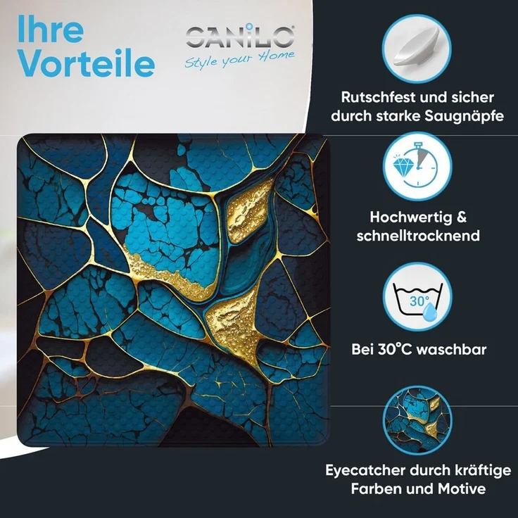 Sanilo Duschmatte mit Motiv, viele schöne Badematten zur Auswahl, rutschfeste & sichere Badematte, hochwertig, Kunststoff PVC, quadratisch, 230 extra starke Saugnäpfe, 53 x 53 cm, waschbar – Bild 2