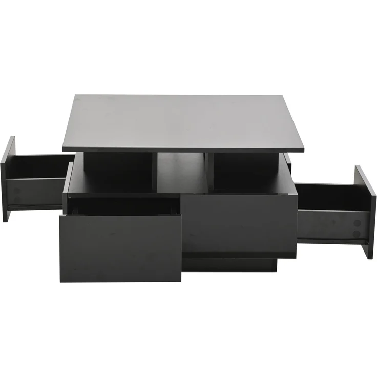 Merax Couchtisch mit LED licht, sofatisch mit 4 schubladen, Beistelltisch, Schwarz – Bild 9