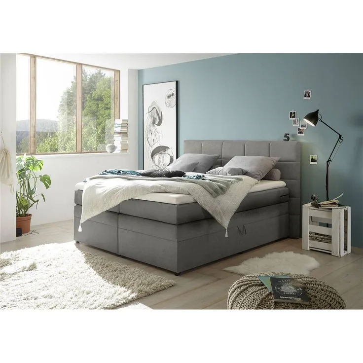 Boxspringbett 180x200 cm inklusive Bettkasten TEREZIN3 in Uran 09 stone