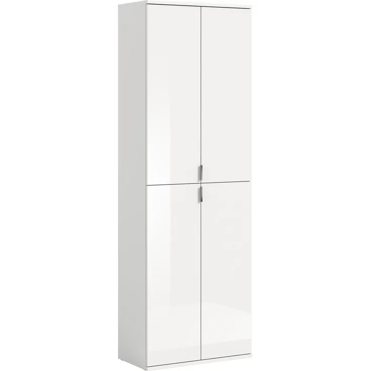 Großer Garderobenschrank Projekt X - Weiß / Weiß Hochglanz