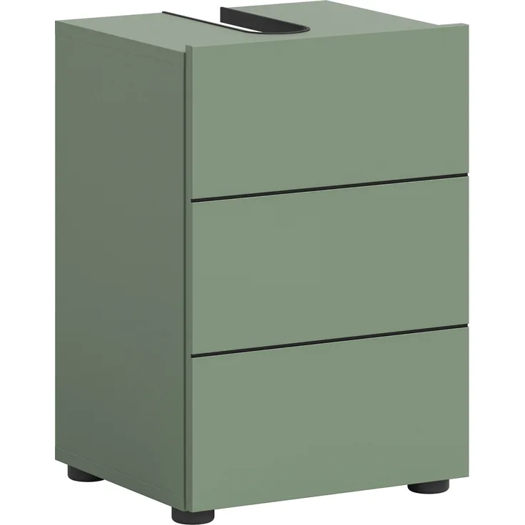 Waschbeckenunterschrank (B/H/T: 38x56x34 cm) in Smoke Green Nachbildung und schwarz