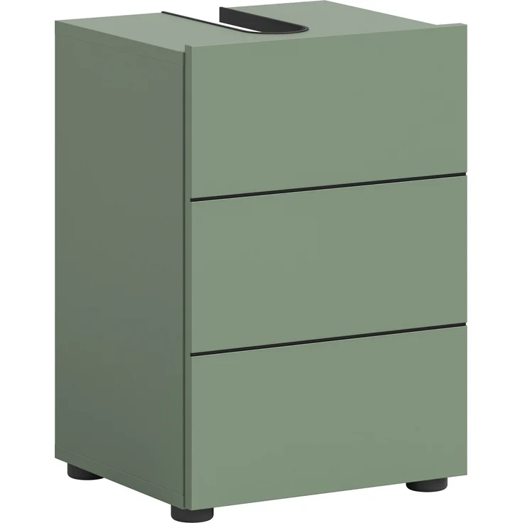 Waschbeckenunterschrank (B/H/T: 38x56x34 cm) in Smoke Green Nachbildung und schwarz – Bild 1