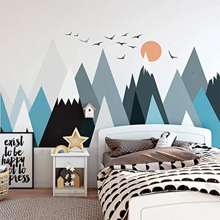 Ambiance-Aufkleber Skandinavische Parka Mountains Wandtattoos, DIY-Wohnkultur, abziehbare Aufkleber zum Abziehen und Aufkleben, wasserdichte und selbstklebende Wandkunst - 60 x 115 cm – Bild 2