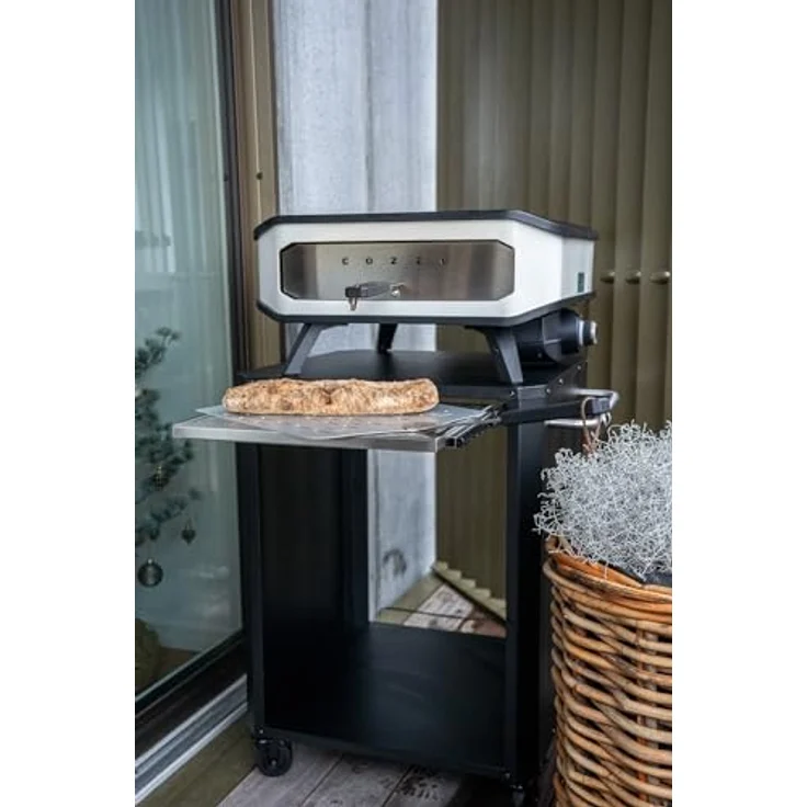 cozze® Edelstahl Outdoor Küchentisch mit Ausziehbarer Tisch/Schneidebrett - Vielseitig, Robust & Elegant für Pizzaöfen, Ideal für Außenküchen, 77 x 66.5 x 82.5 cm, Schwarz – Bild 3