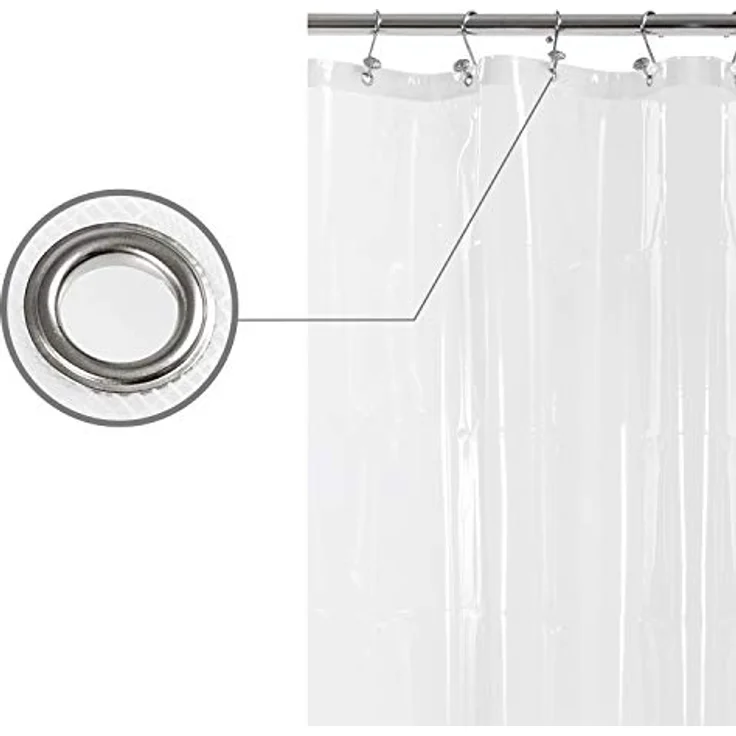 Barossa Design XLong Duschvorhang-Einlage mit 243,8 cm Höhe – 6 Magnete unten, wasserdicht, PEVA, PVC-frei, Metallösen, transparent, 183,8x244,8 cm – Bild 5
