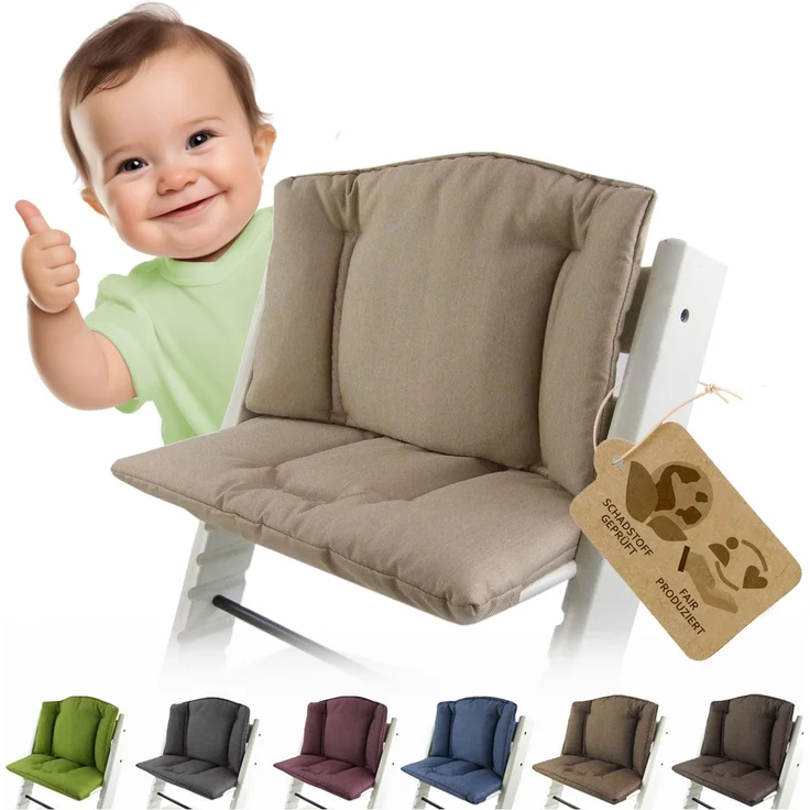 Ersatzbezug Sitzkissen kompatibel mit Stokke Tripp Trapp (meliert beige) | Bezug Kissen-Set Sitzverkleinerer, Mod. 1